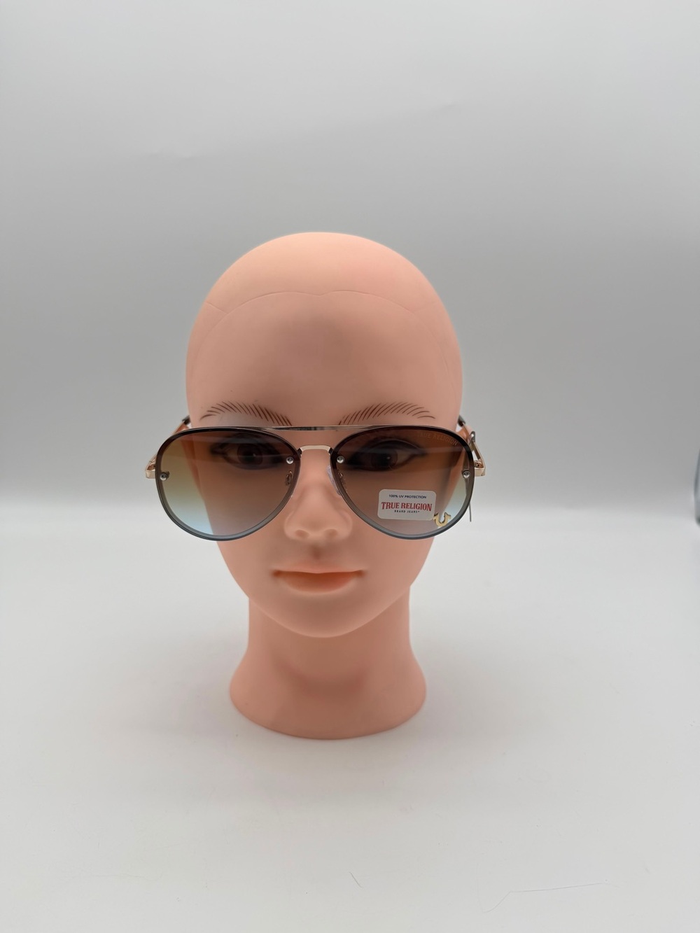 True Religion Brown Gradient Aviator Sunglasses‎ with Gold Frame